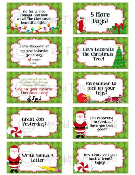Elf On The Shelf Elf Notes Printable Notes Printable Note Cards