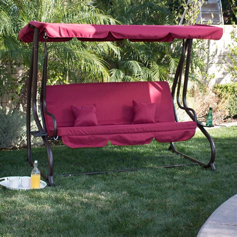 3 Person Outdoor Swing Wcanopy Seat Patio Hammock Furniture Bench Yard