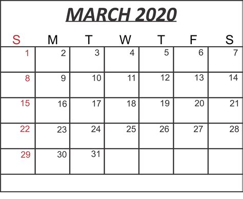 March 2020 Calendar Excel Sheet | Free Printable Calendar
