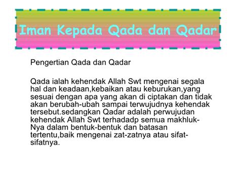 Hukum dalam al quran d. Qada n qadar