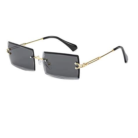 yojued retro rectangle sunglasses for women and men fashion vintage small square glasses rimless