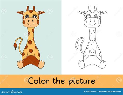 Coloring Book Giraffe Cartoon Animall Kids Game Color Picture