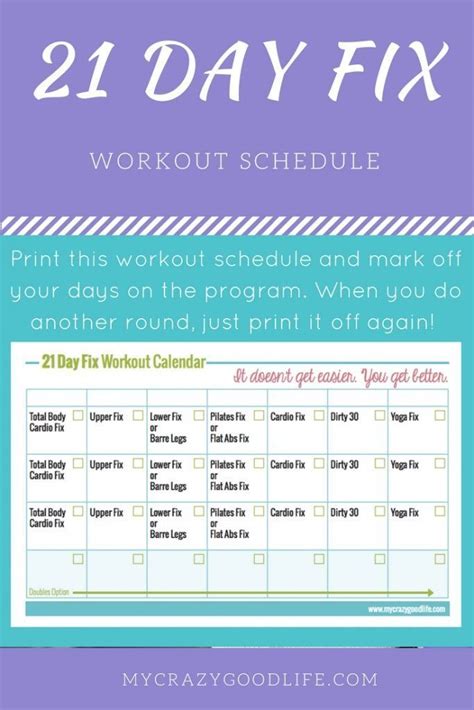 This 21 Day Fix Workout Schedule Is A Free Printable To Help You Keep