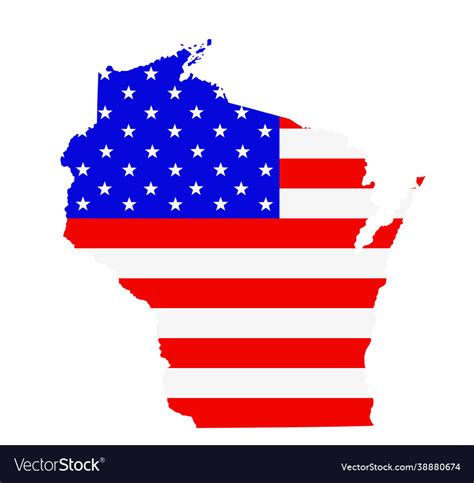 Wisconsin State Map Silhouette Usa Flag Over Map Vector Image