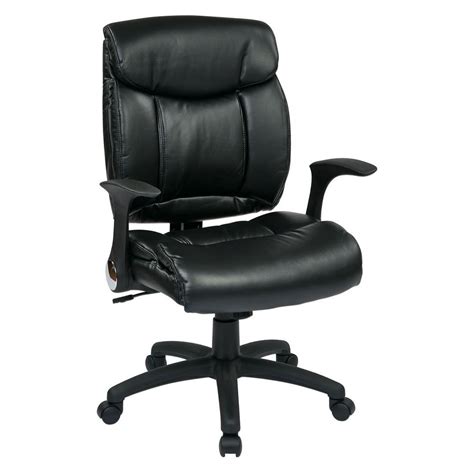 The backrest is made entirely of breathable mesh, so you'll stay cool as you work. Work Smart Black Faux Leather Manager Office Chair-FL89675 ...