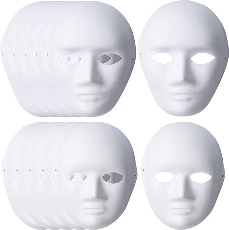 White Plain Masks12 Pack Diy Full Face Masks Paper Mache