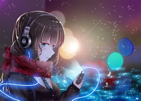Anime Girl With Headphones Wallpaper Hd Anime Wallpaper