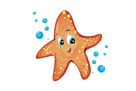 A Cute Orange Starfish With Water Bubble Graphic By Nevesgraphic777
