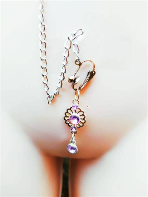 Necklace To Clit Chain Sexy Purple Labia Clamp Clitoral Etsy Uk