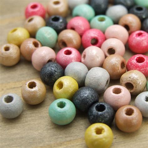 6mm Round Wooden Beads 100 Pcs Multi Colored