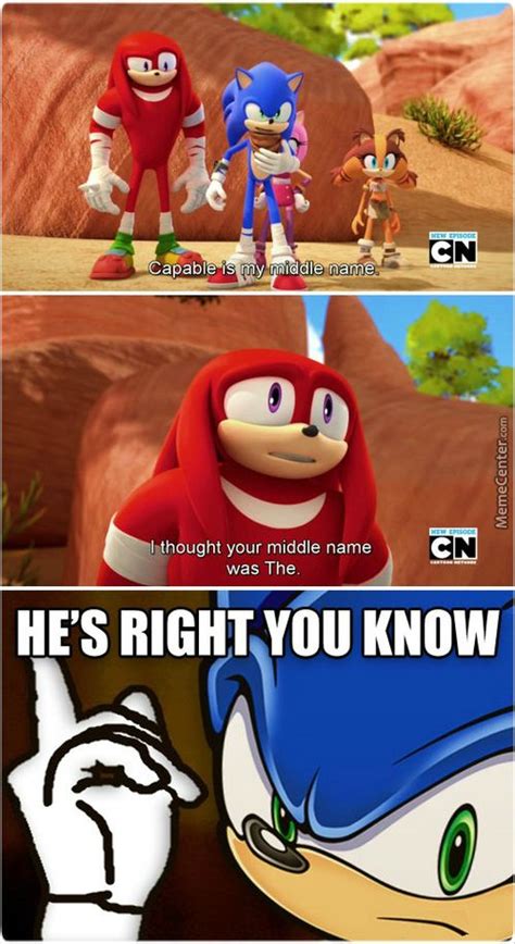Knuckles Being Literal Y He Be So Dumb In Sonic Boom Sonic Funny Memes Funny Games