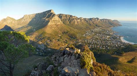 View From Lions Head Across To Table Mountain Cape Town Stock Image