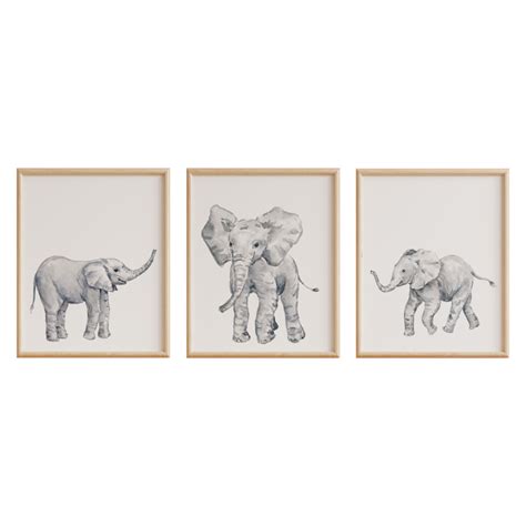 Realistic Watercolour Elephants Wall Prints Aai Aai Baby