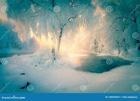 Snowy River View From Kuhmo Finland Stock Image Image Of Exotic