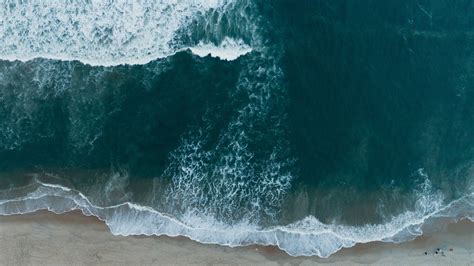Landscape Aerial View Sea Water Coast Beach Waves Wallpapers Hd