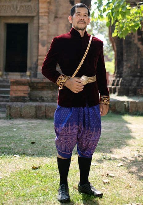 Cambodia handsome man in traditional costume Cambodia outfit ชด