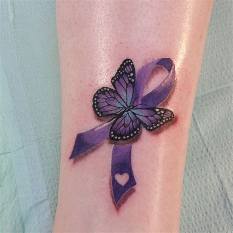 Butterfly And Cancer Ribbon Tattoos