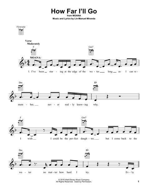 C majorc g+g i've been standing at the edge of the water. How Far I'll Go by Lin-Manuel Miranda - Ukulele - Guitar ...