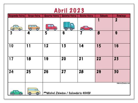 Calendário De Abril De 2023 Para Imprimir “484sd” Michel Zbinden Mo