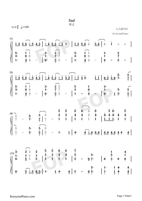 Sad Bo Burnham 钢琴谱文件（五线谱、双手简谱、数字谱、midi、pdf）免费下载