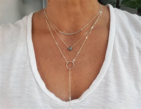 Layered Necklace Set Set Of 3 Gold Silver Three Necklaces Layering Necklaces Necklace Set