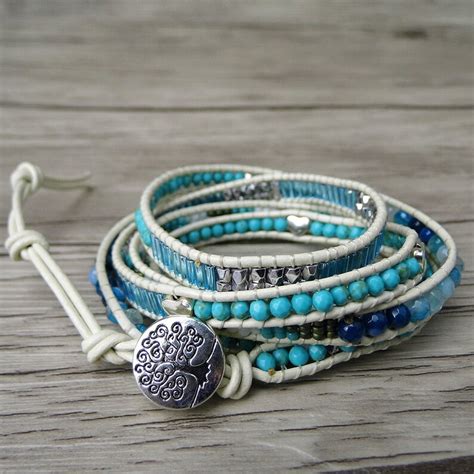 Turquoise Bracelet Wraps Bracelet Leather Wrap Bracelet Etsy