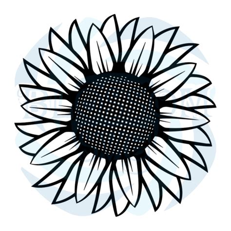 Sunflower Illustration Black White Svg Flower Svg Sunflower Svg