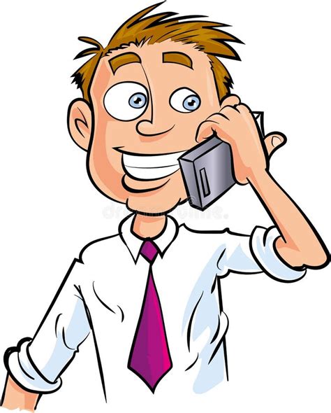 Cartoon Office Worker Making Phone Call Royalty Free Stock Photography