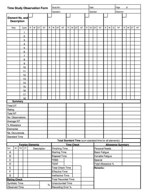 Time Study Template Fill Out And Sign Online Dochub