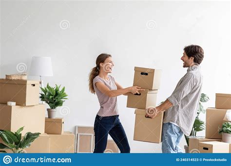 Moving Day Fun Millennial Newlywed Black Couple Being Silly And