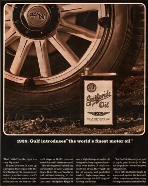 Vintage 1964 Original Magazine Print Ad Gulfpride Gulf Motor Oil