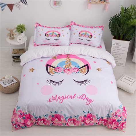 While choosing a full size comforter set for you or your family, various factors have to be closely considered. Fanaijia Unicorn kids Bedding Set Cartoon Unicorn Duvet ...