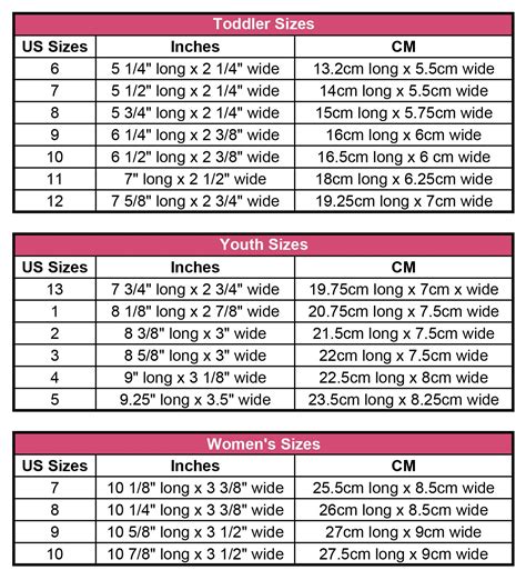 Shoe Size Chart Cm To Us