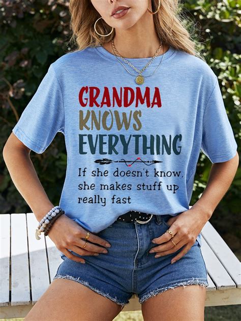 Grandma Knows Everything Womens T Shirt Clothing Cotton Blend