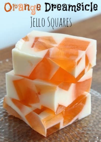 Orange Dreamsicle Jello Squares ~ Cool Summer Recipe Dessert Recep