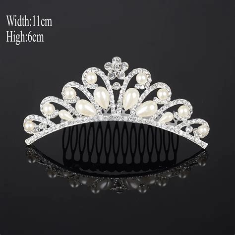pearl tiara crystal rhinestone hair accessories crown wedding bridal headband t52 in hair