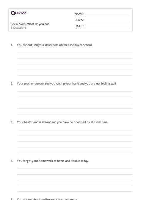 50 Social Skills Worksheets For 3rd Grade On Quizizz Free And Printable