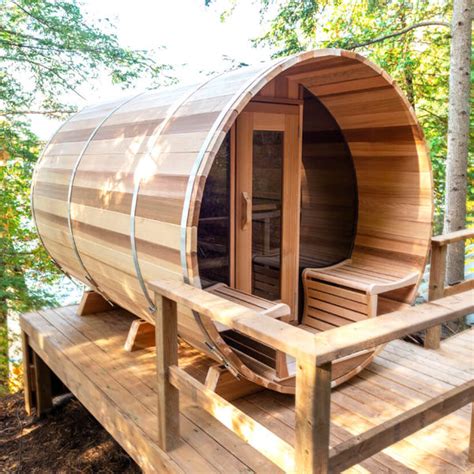 Dundalk Barrel Sauna With Half Moon Windows Heater Included