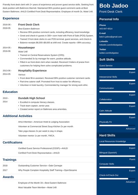 Hospitality Resume Example And Guide Hospitality Skills