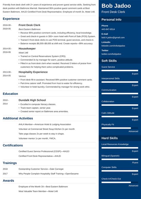 Hospitality Resume Example Guide Hospitality Skills