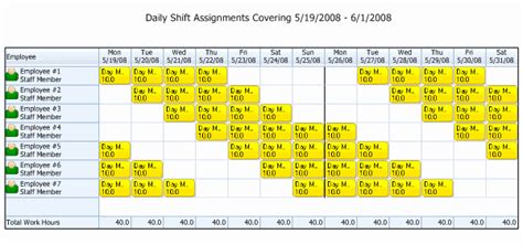 7 Day Work Schedule Template