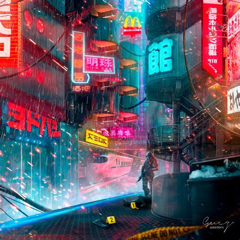 Neon Cyberpunk Photoshop Artwork Support Me Going To The Link In