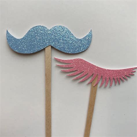 Staches Or Lashes Cupcake Toppers Staches Or Lashes Gender Etsy