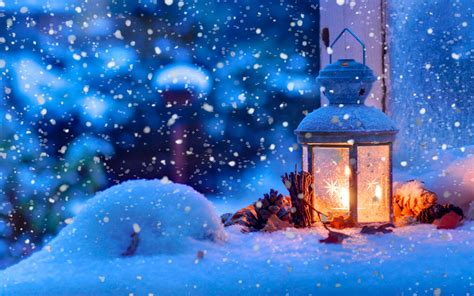 Обои снег зима фонарь снежинки шишки на рабочий стол Winter Wallpaper Christmas Wallpaper