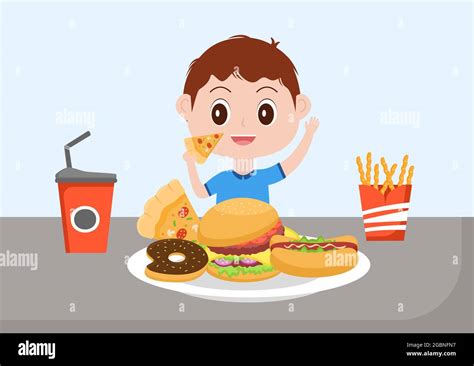 Child Eating Healthy Foods Stock Vector Images Alamy