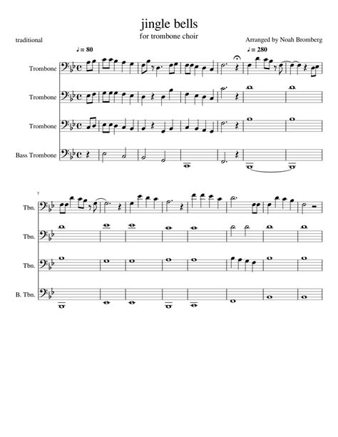 Jingle Bells For Trombone Choir Sheet Music For Trombone Trombone