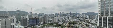 Panorama Of The Downtown On A Cloudy Day Seoul 12102×3052