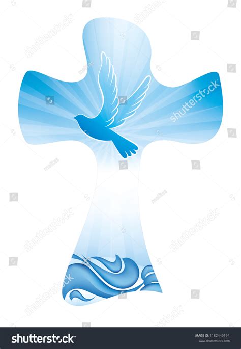 Christian Cross Baptism Symbol Dove Waves Stock Vector Royalty Free 1182449194 Shutterstock
