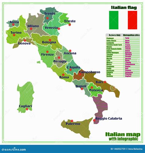 Mappa Dell Italia Con Le Regioni Italiane E Infographic Illustrazione Sexiezpicz Web Porn