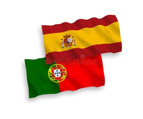 Map Of Portugal Spain And France With National Flags Stock